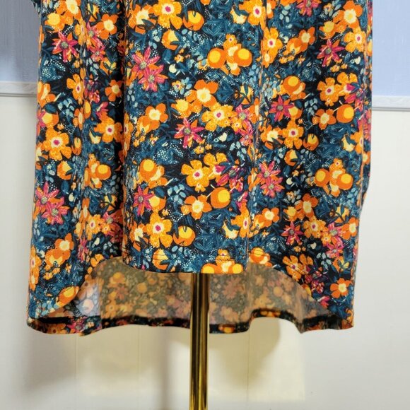 Lularoe Extra Large Orange Red Floral Round Neck Shortsleeve Tunic T-Shirt - Picture 5 of 9